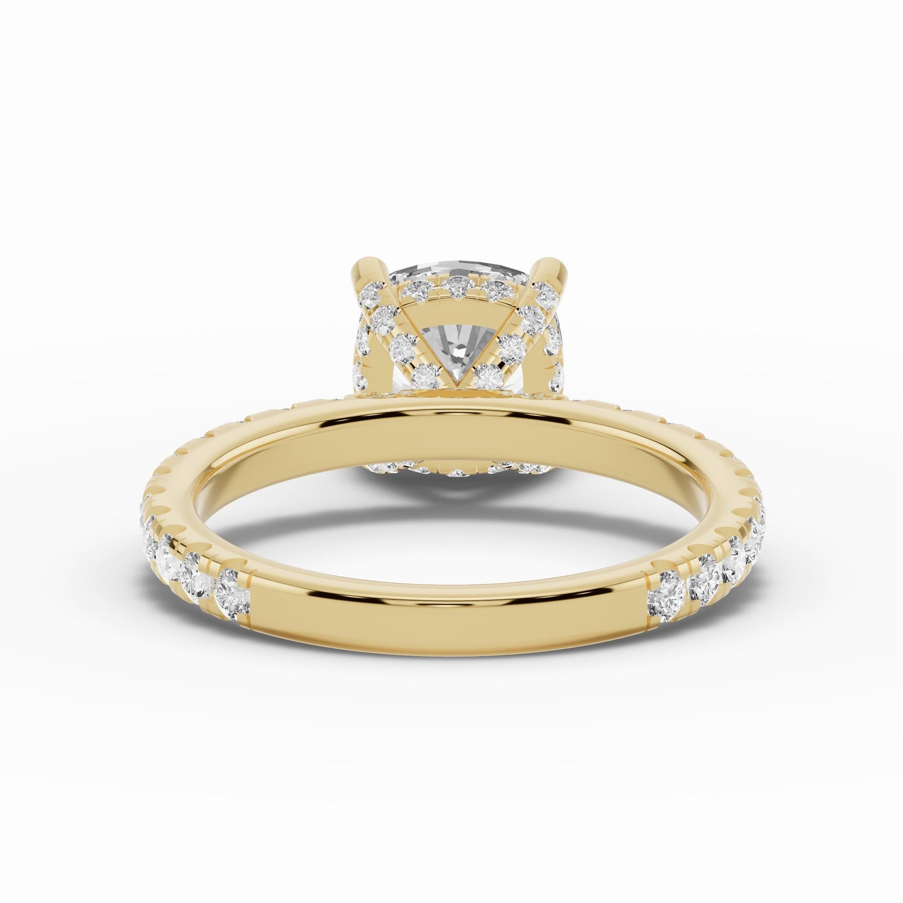 Cushion Coronet Diamond Crown Engagement Ring Ring ABER-105-CU-LGD-1  - Abtin & Co.