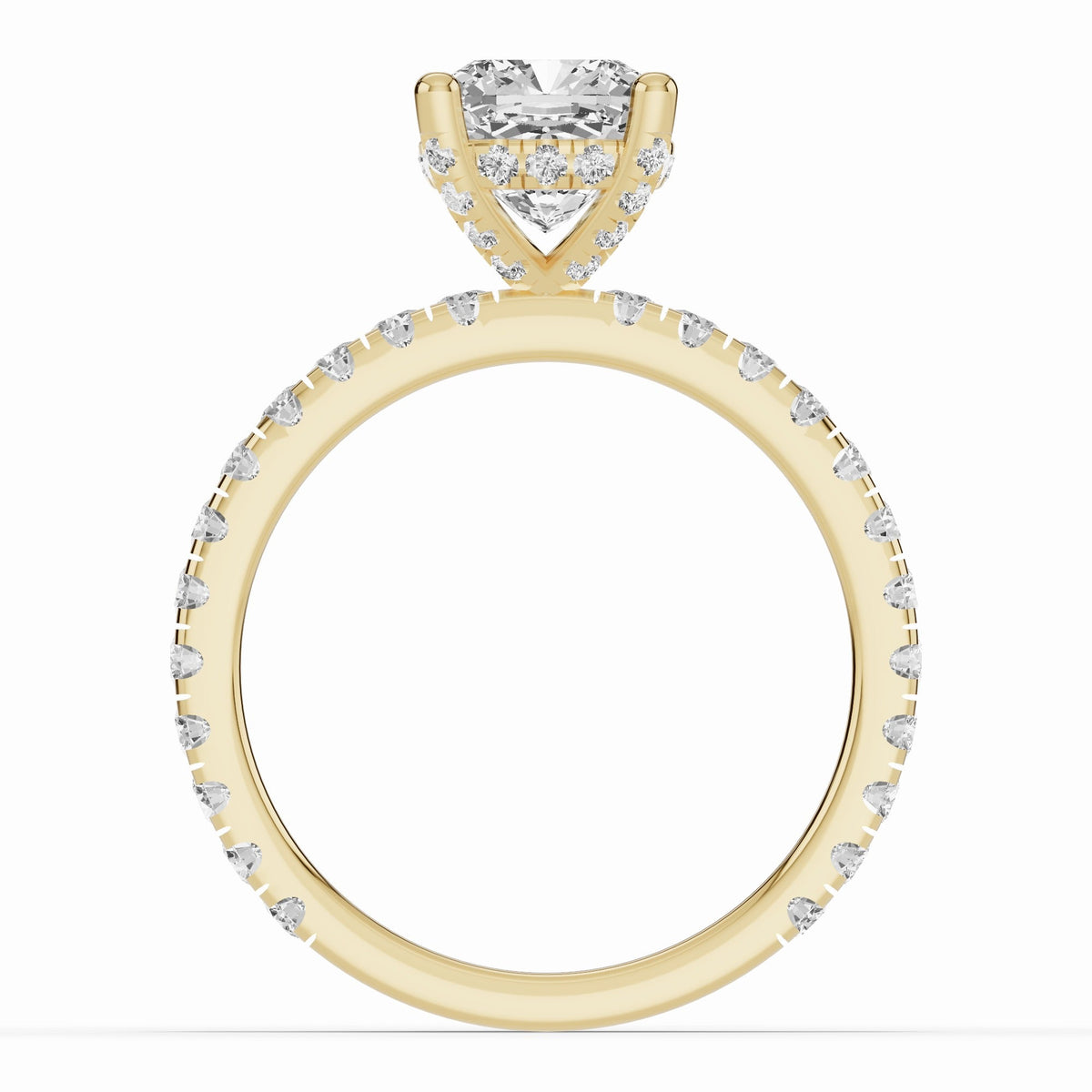 Cushion Coronet Diamond Crown Engagement Ring Ring ABER-105-CU-LGD-1  - Abtin & Co.