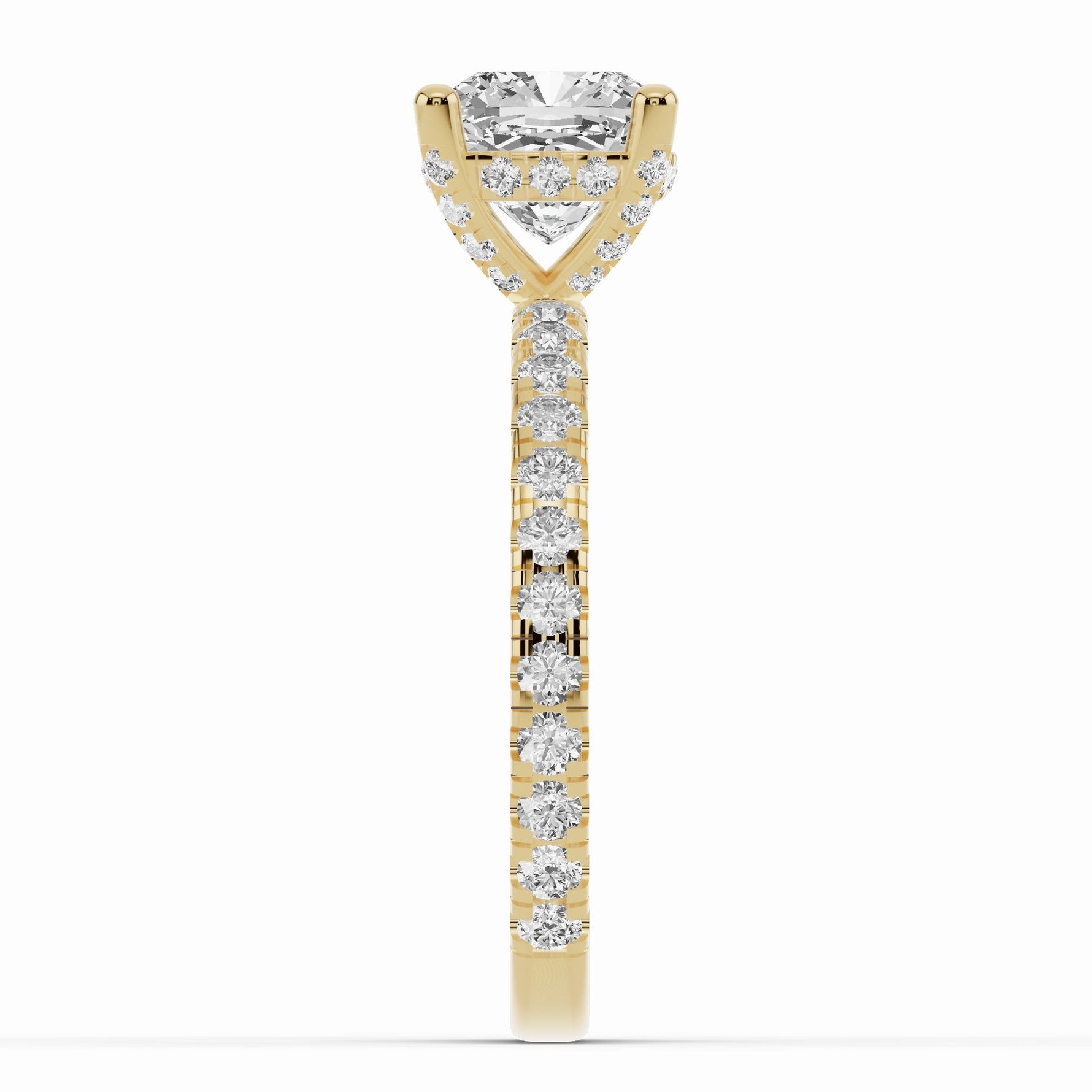 Cushion Coronet Diamond Crown Engagement Ring Ring ABER-105-CU-LGD-1  - Abtin & Co.