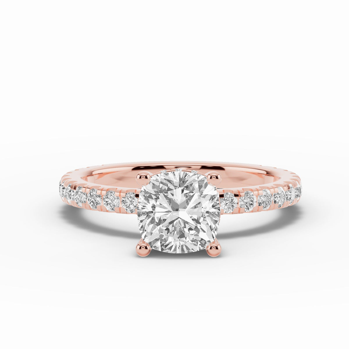 Cushion Coronet Diamond Crown Engagement Ring Ring ABER-105-CU-LGD-11  - Abtin & Co.