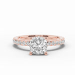 Cushion Coronet Diamond Crown Engagement Ring Ring ABER-105-CU-LGD-11  - Abtin & Co.