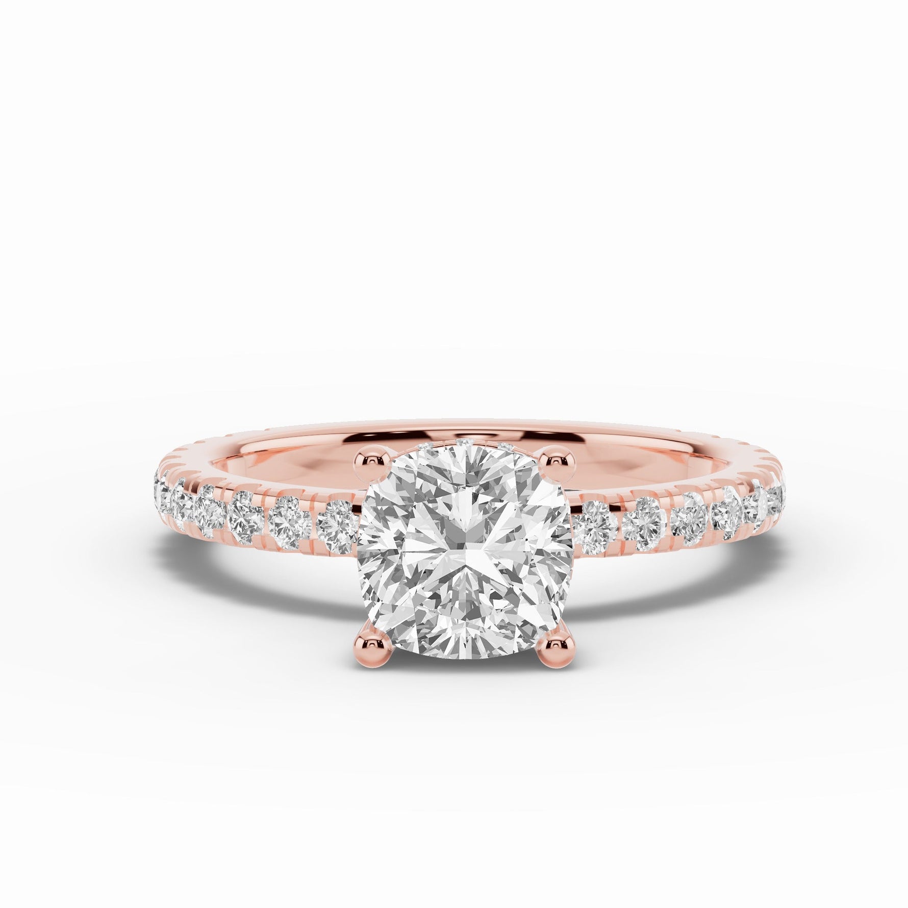 Cushion Coronet Diamond Crown Engagement Ring Ring ABER-105-CU-LGD-11  - Abtin & Co.