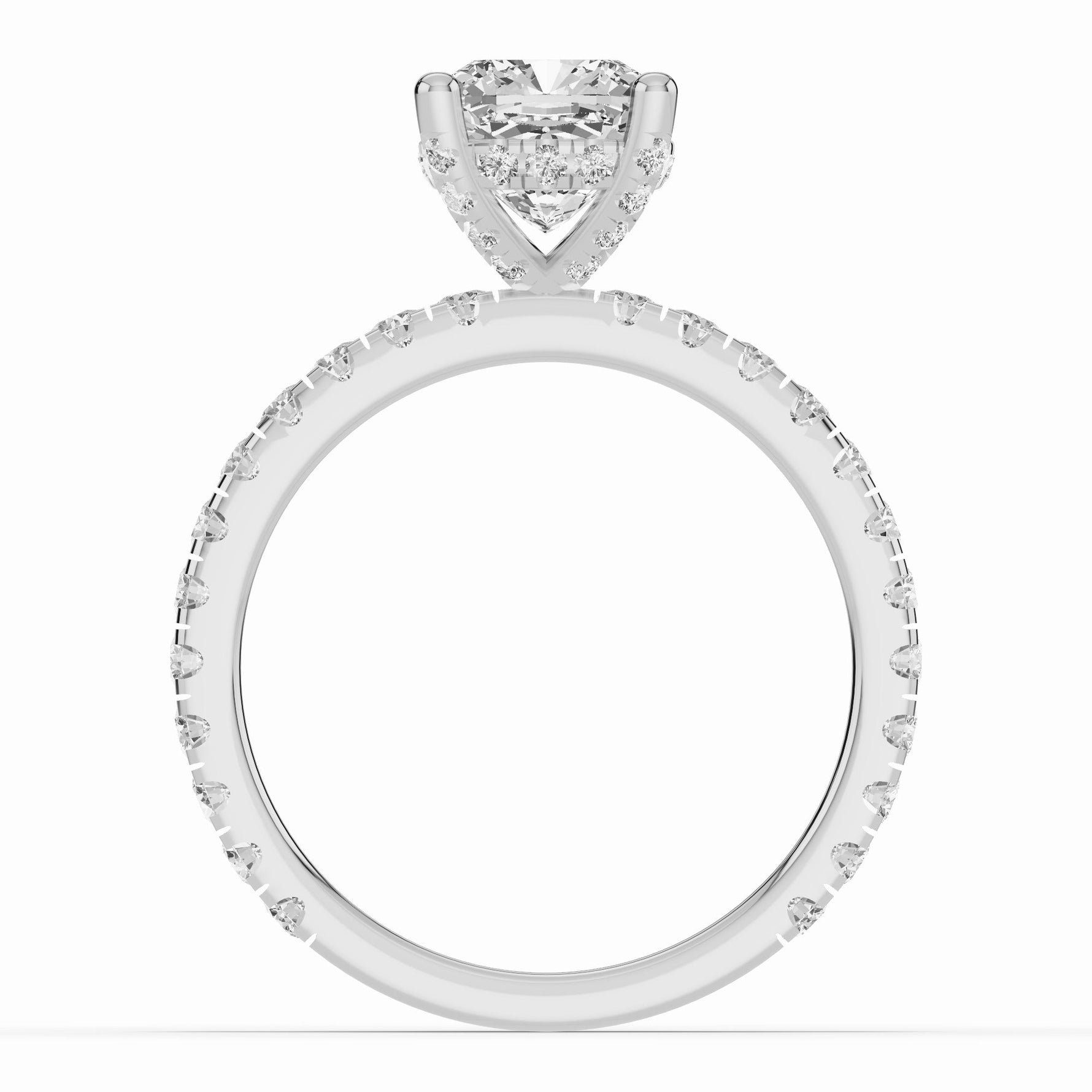 Cushion Coronet Diamond Crown Engagement Ring Ring ABER-105-CU-LGD-6  - Abtin & Co.