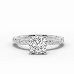 Cushion Coronet Diamond Crown Engagement Ring Ring ABER-105-CU-LGD-6  - Abtin & Co.