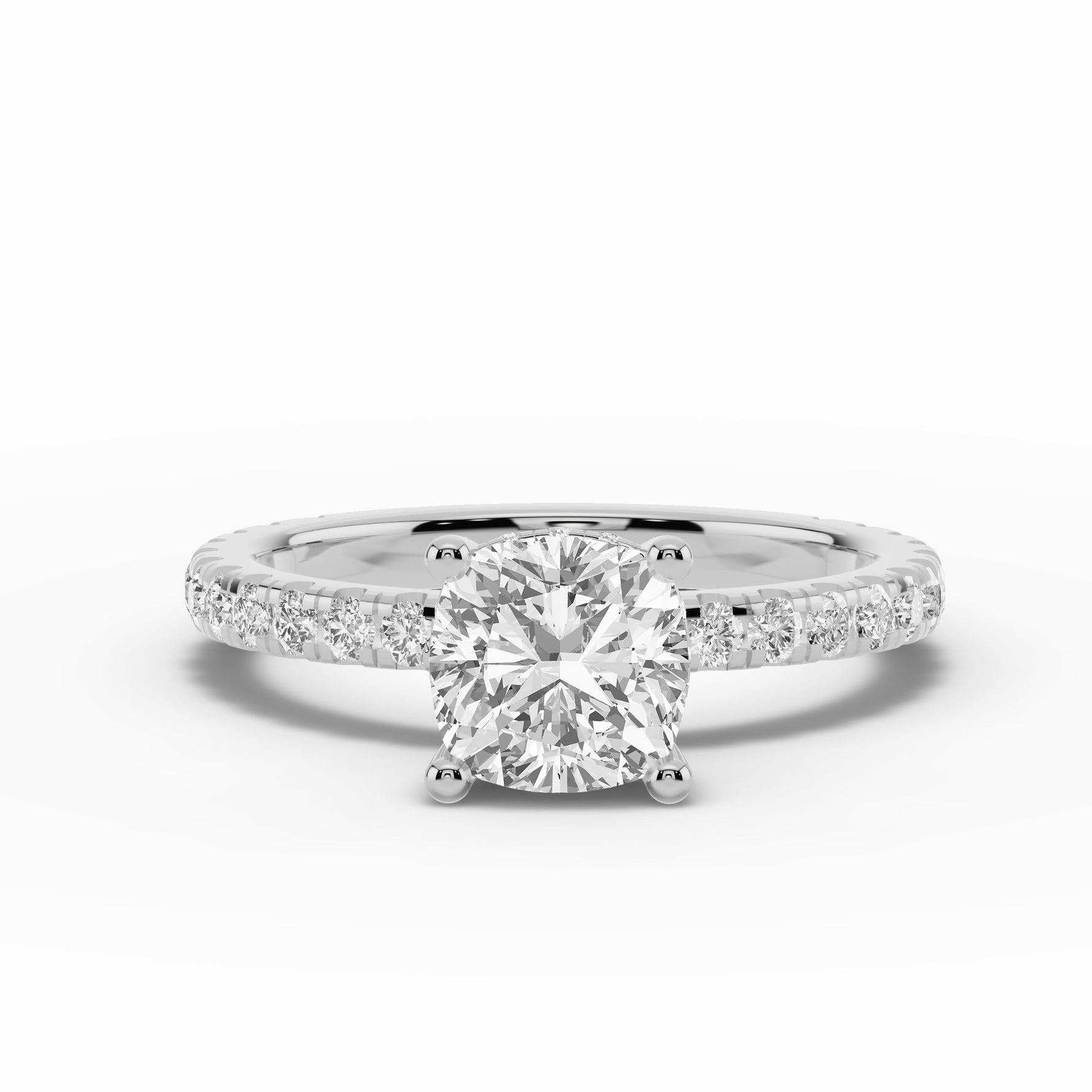 Cushion Coronet Diamond Crown Engagement Ring Ring ABER-105-CU-LGD-6  - Abtin & Co.