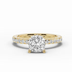 Cushion Coronet Diamond Crown Engagement Ring Ring ABER-105-CU-LGD-1  - Abtin & Co.