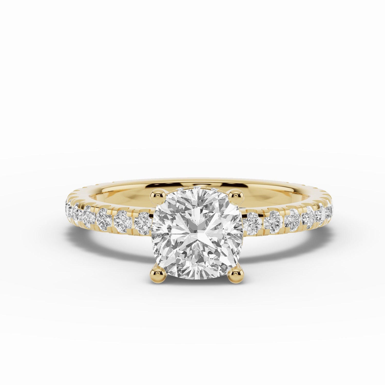 Cushion Coronet Diamond Crown Engagement Ring Ring ABER-105-CU-LGD-1  - Abtin & Co.