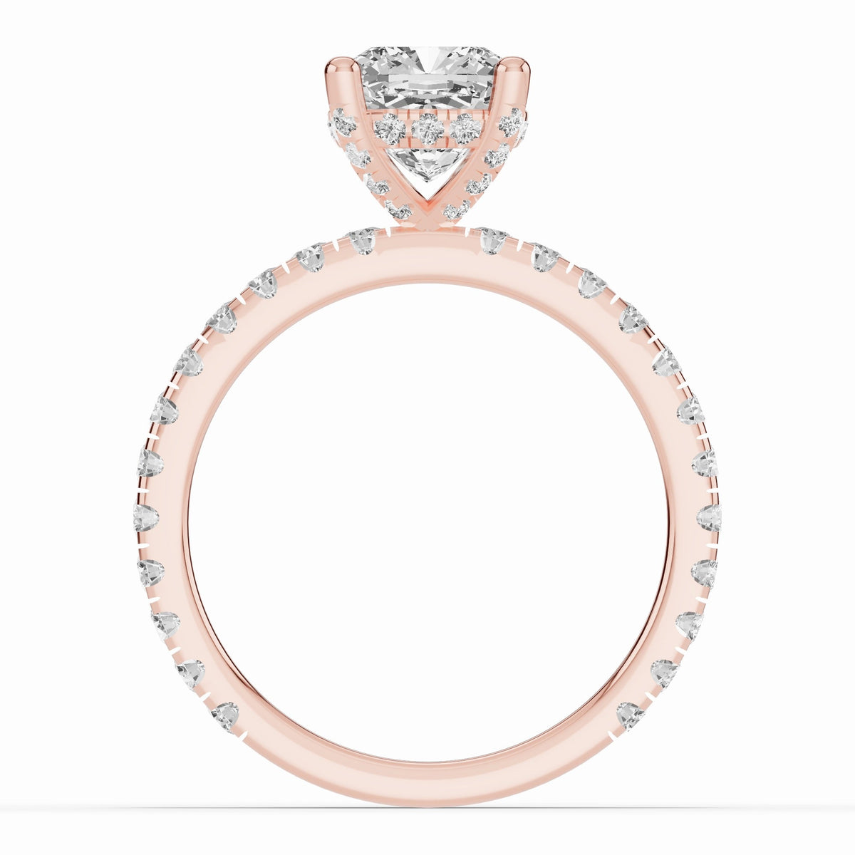 Cushion Coronet Diamond Crown Engagement Ring Ring ABER-105-CU-LGD-11  - Abtin & Co.