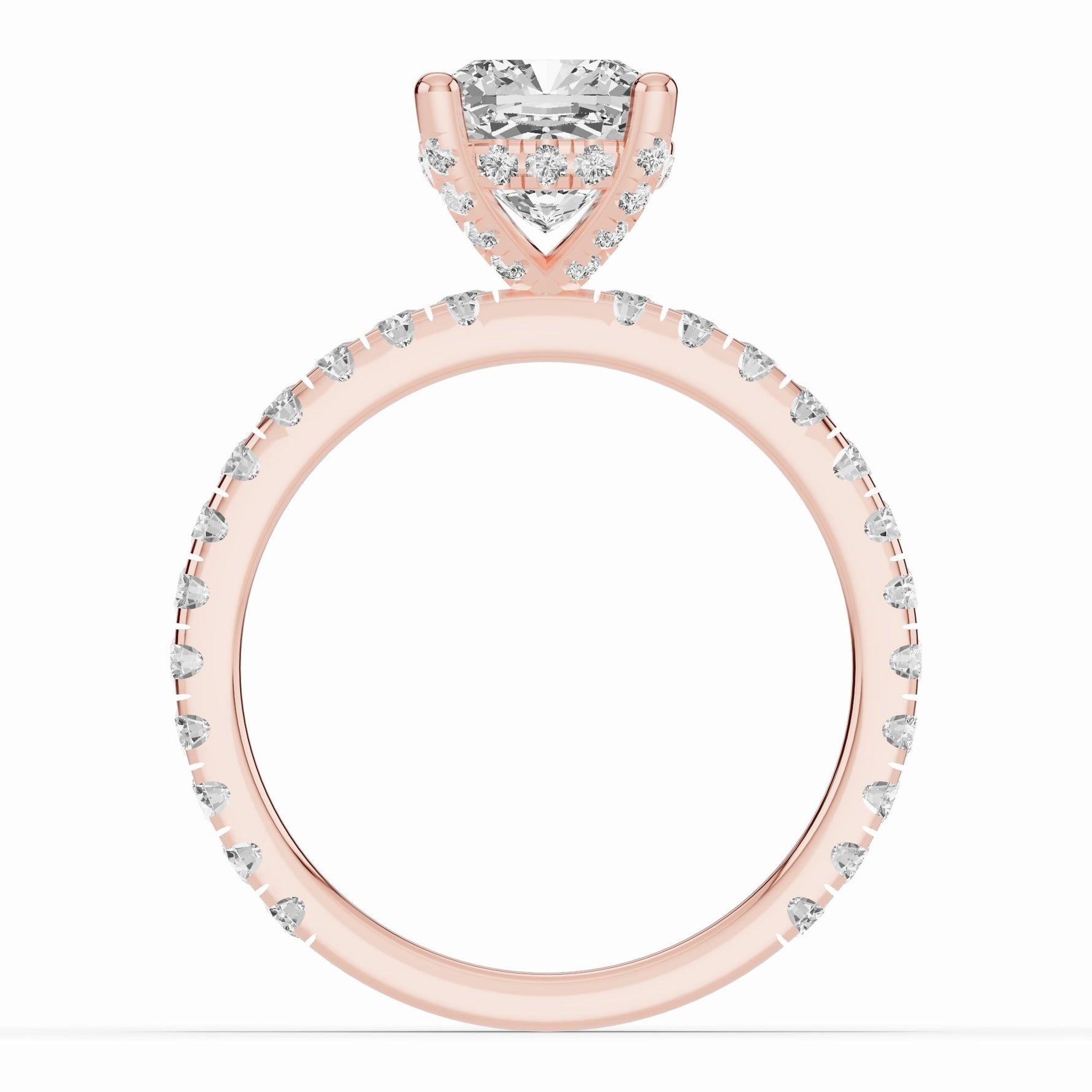 Cushion Coronet Diamond Crown Engagement Ring Ring ABER-105-CU-LGD-11  - Abtin & Co.