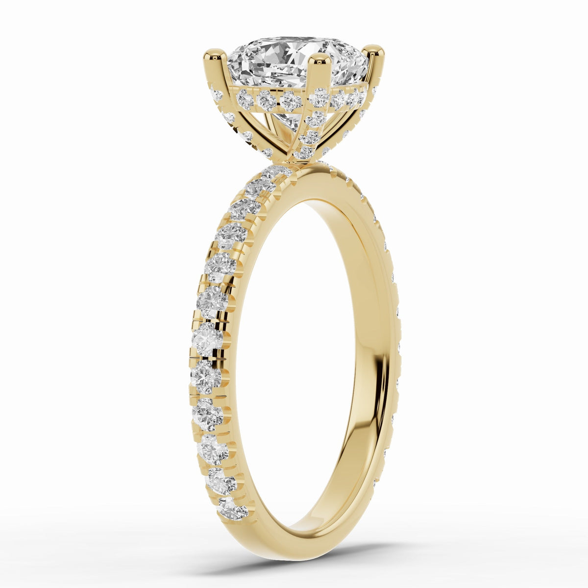 Cushion Coronet Diamond Crown Engagement Ring Ring ABER-105-CU-LGD-1  - Abtin & Co.