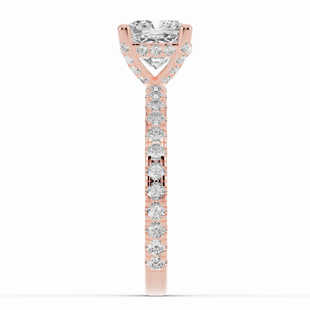Cushion Coronet Diamond Crown Engagement Ring Ring ABER-105-CU-LGD-11  - Abtin & Co.
