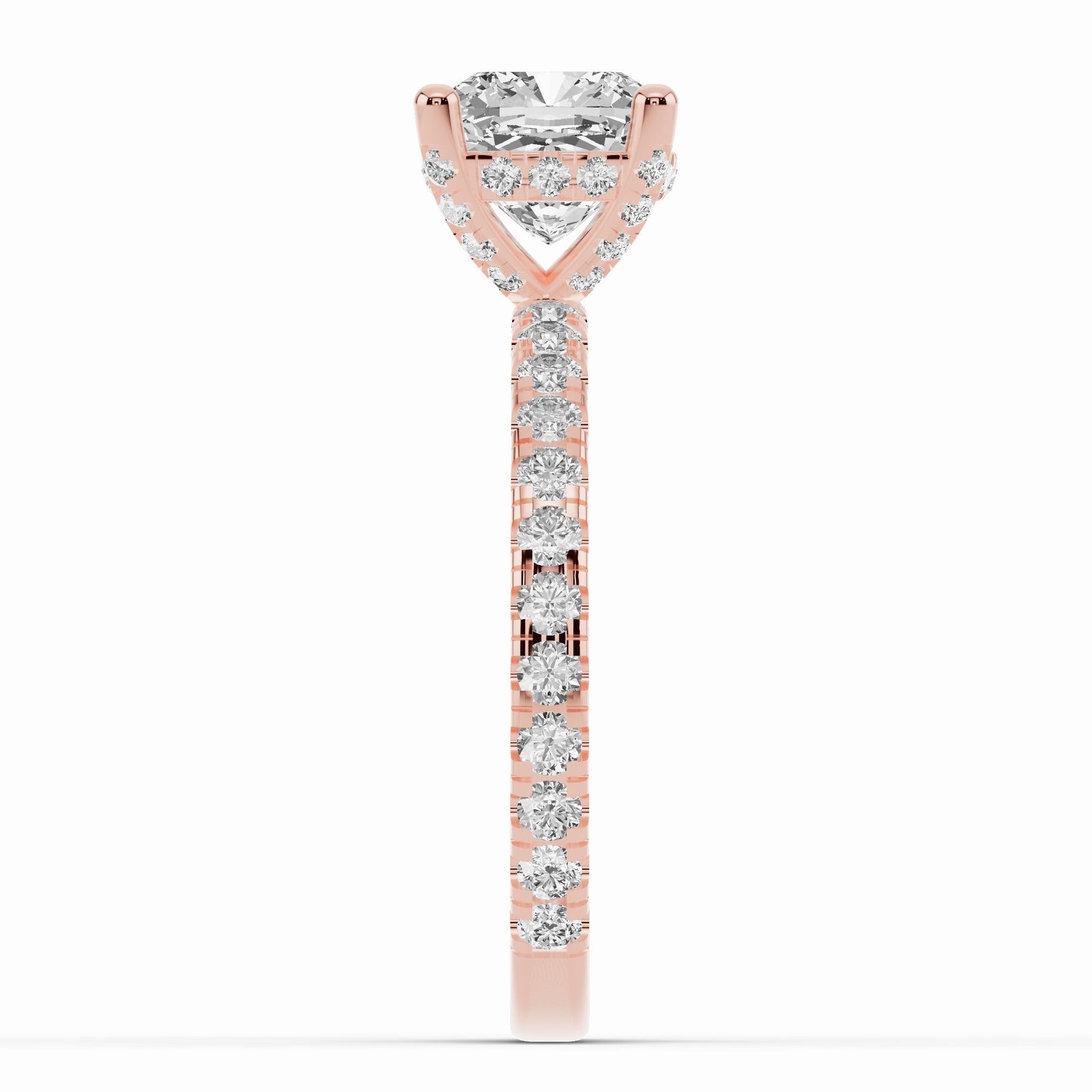 Cushion Coronet Diamond Crown Engagement Ring Ring ABER-105-CU-LGD-11  - Abtin & Co.