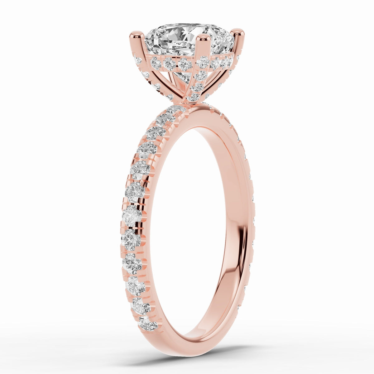 Cushion Coronet Diamond Crown Engagement Ring Ring ABER-105-CU-LGD-11  - Abtin & Co.