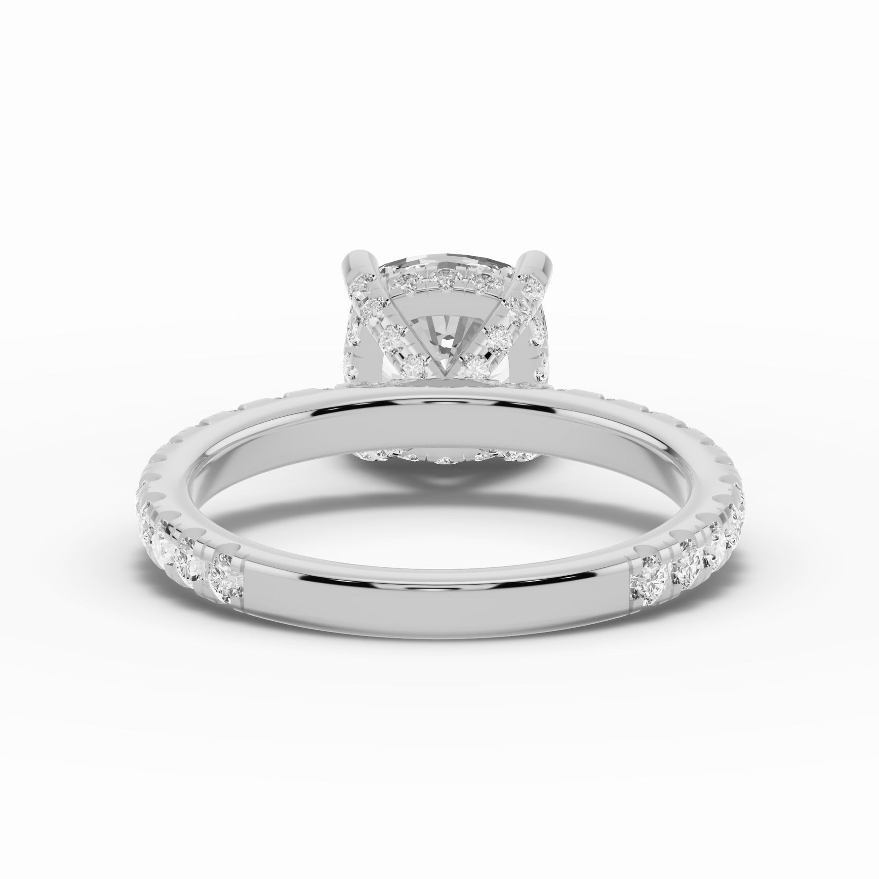 Cushion Coronet Diamond Crown Engagement Ring Ring ABER-105-CU-LGD-6  - Abtin & Co.