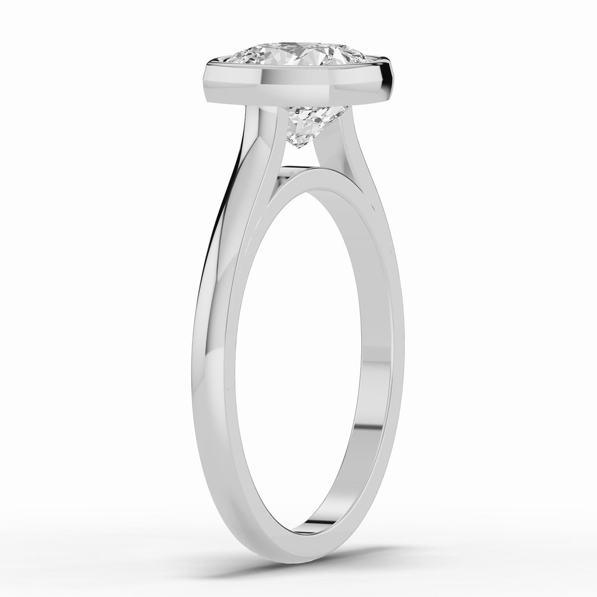 Cushion Lumière Bezel Solitaire Ring ABER-104-CU-LGD  - Abtin & Co.