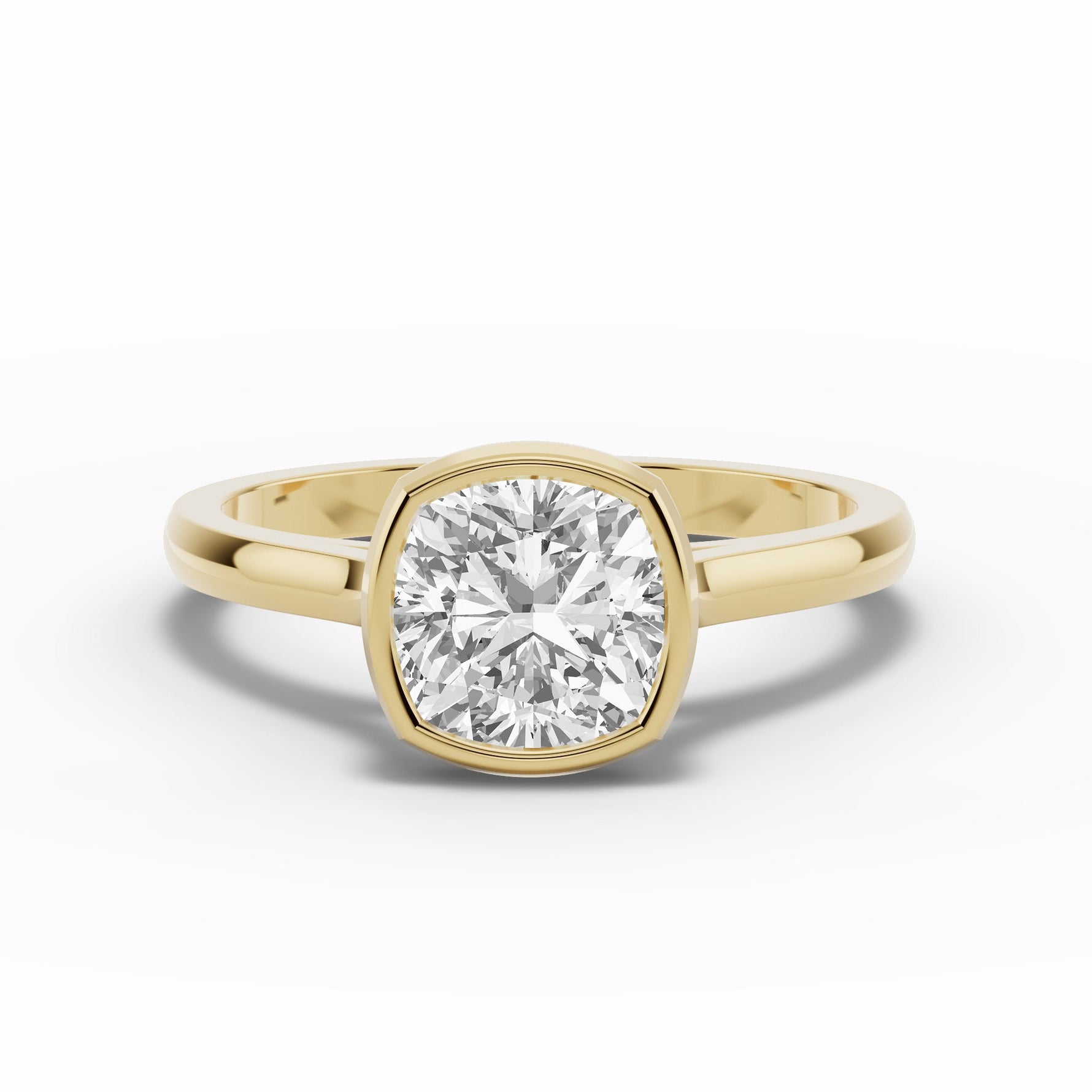 Cushion Lumière Bezel Solitaire Ring ABER-104-CU-LGD  - Abtin & Co.