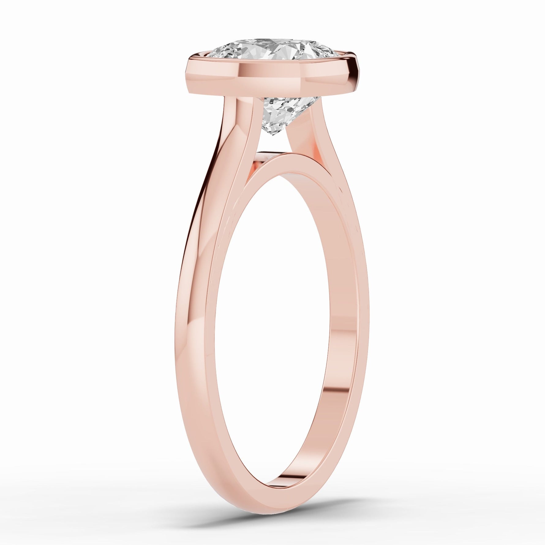 Cushion Lumière Bezel Solitaire Ring ABER-104-CU-LGD  - Abtin & Co.