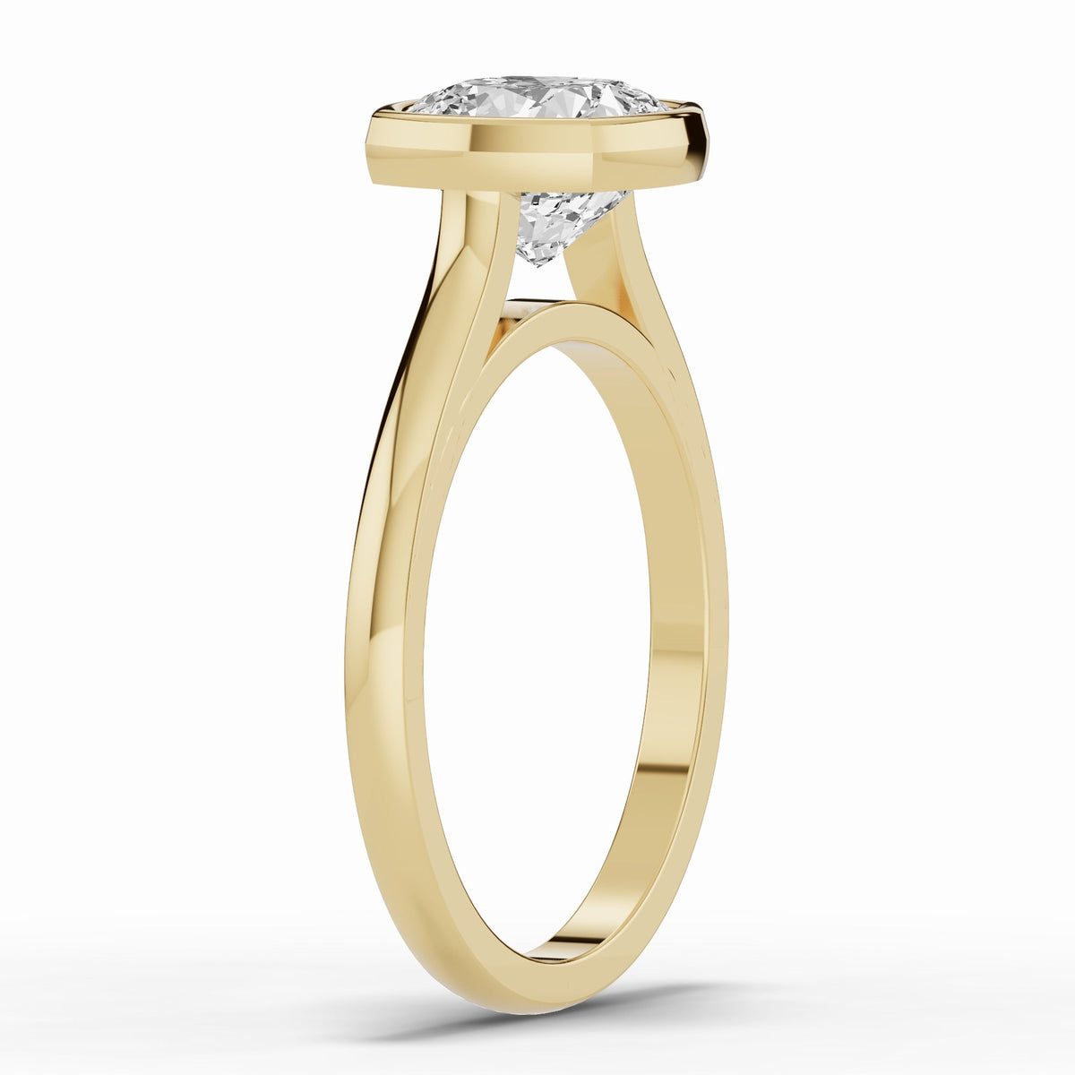 Cushion Lumière Bezel Solitaire Ring ABER-104-CU-LGD  - Abtin & Co.