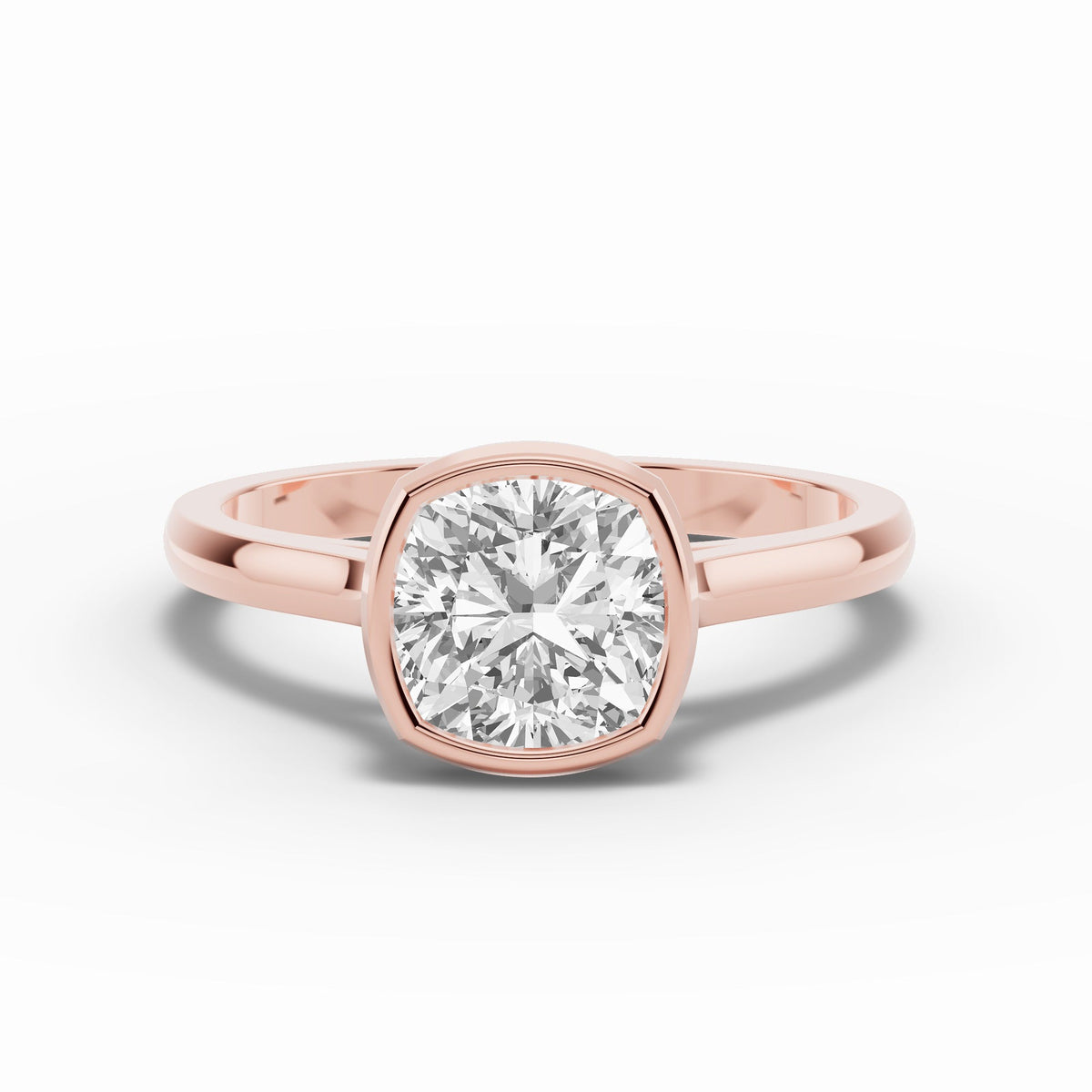 Cushion Lumière Bezel Solitaire Ring ABER-104-CU-LGD  - Abtin & Co.