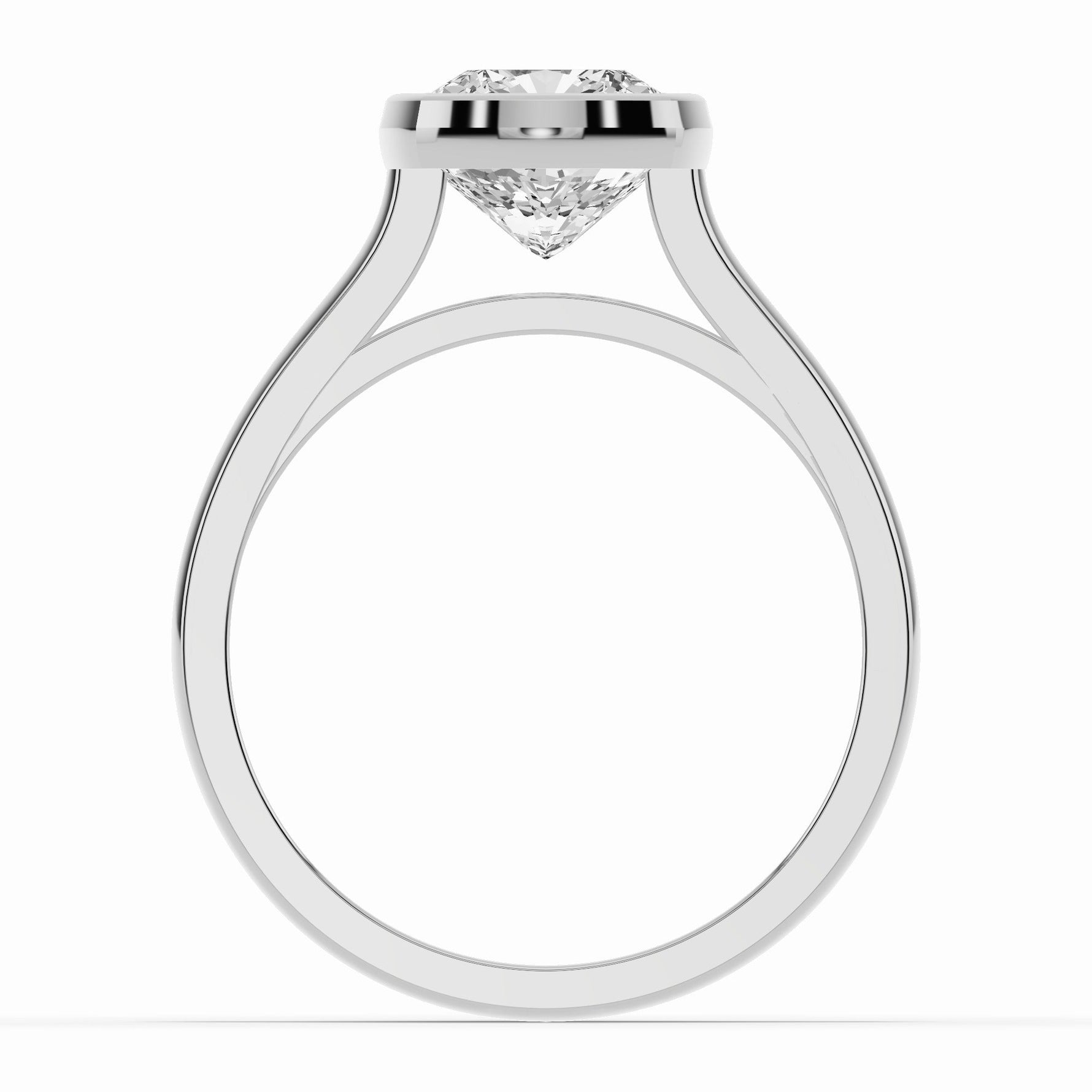 Cushion Lumière Bezel Solitaire Ring ABER-104-CU-LGD  - Abtin & Co.