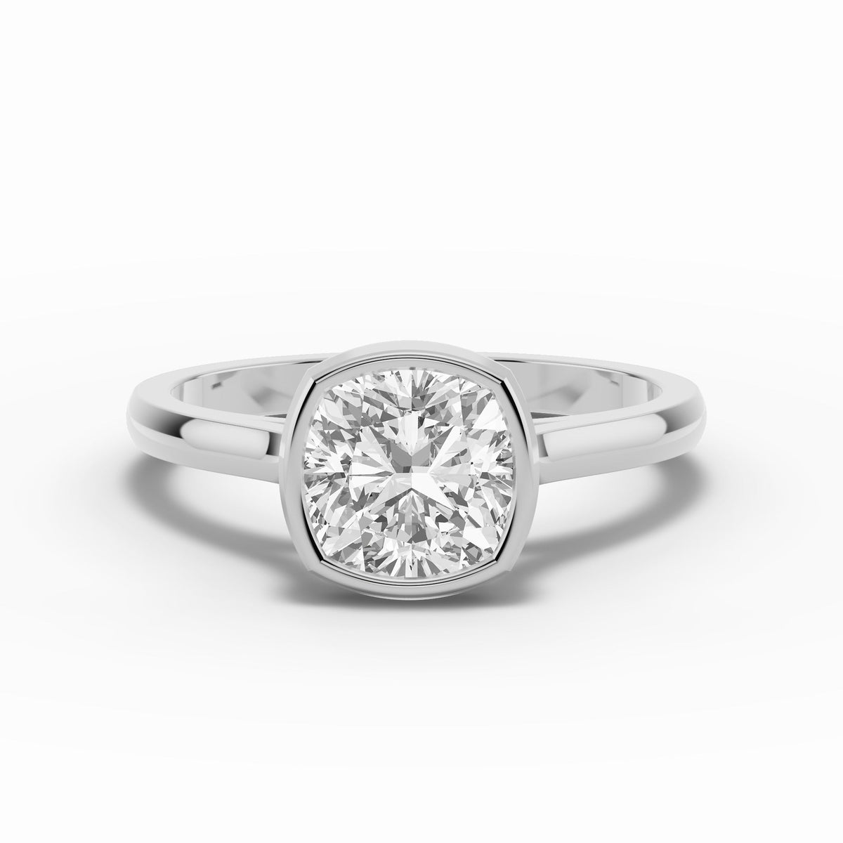 Cushion Lumière Bezel Solitaire Ring ABER-104-CU-LGD  - Abtin & Co.