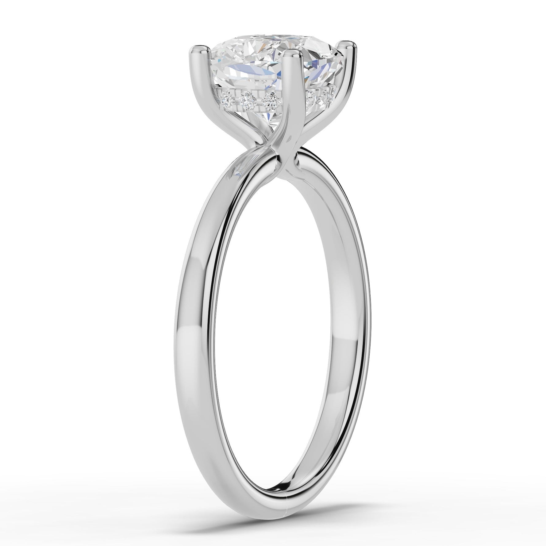 Cushion Lustre Hidden Halo Solitaire Ring ABER-101-CU-LGD-6  - Abtin & Co.
