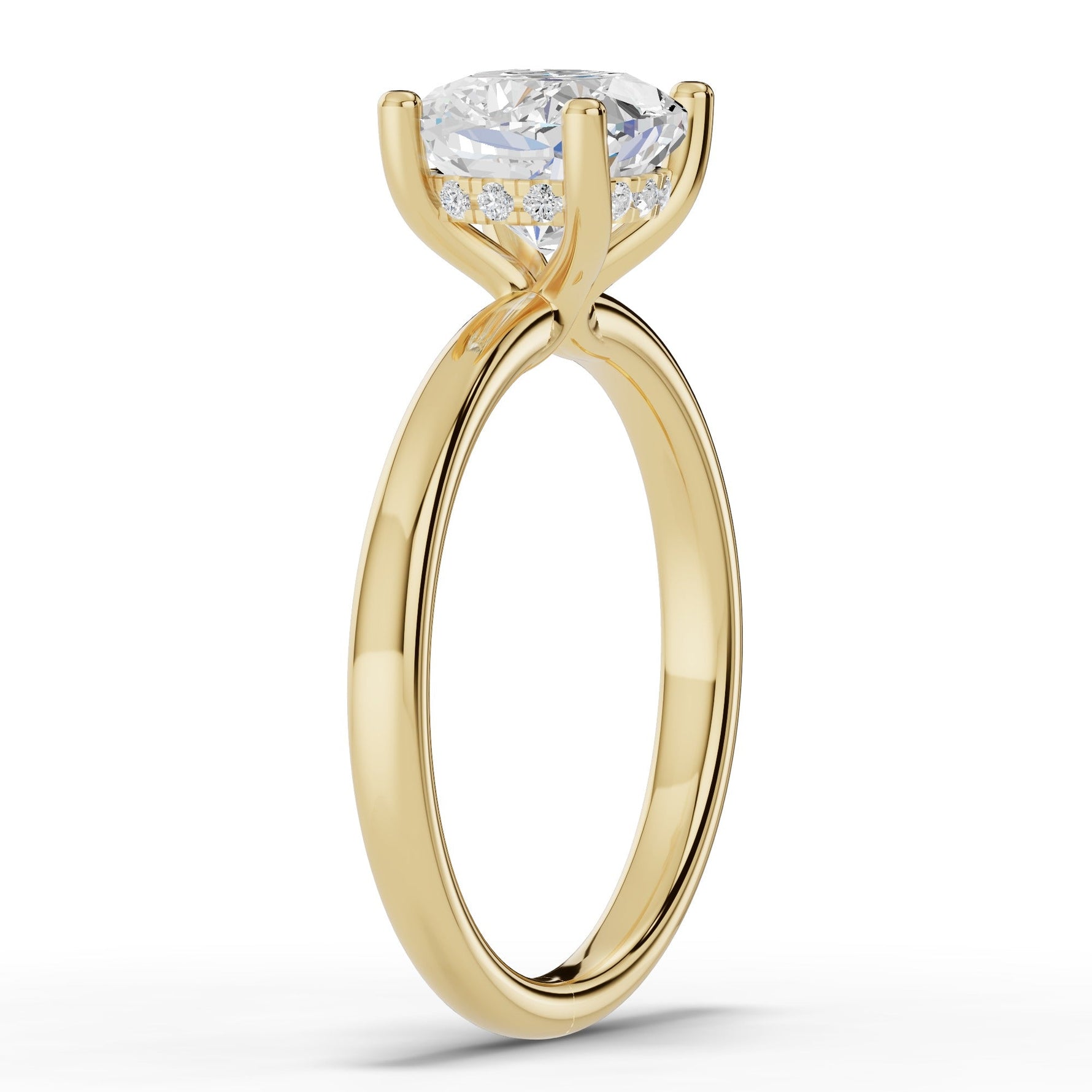 Cushion Lustre Hidden Halo Solitaire Ring ABER-101-CU-LGD-1  - Abtin & Co.