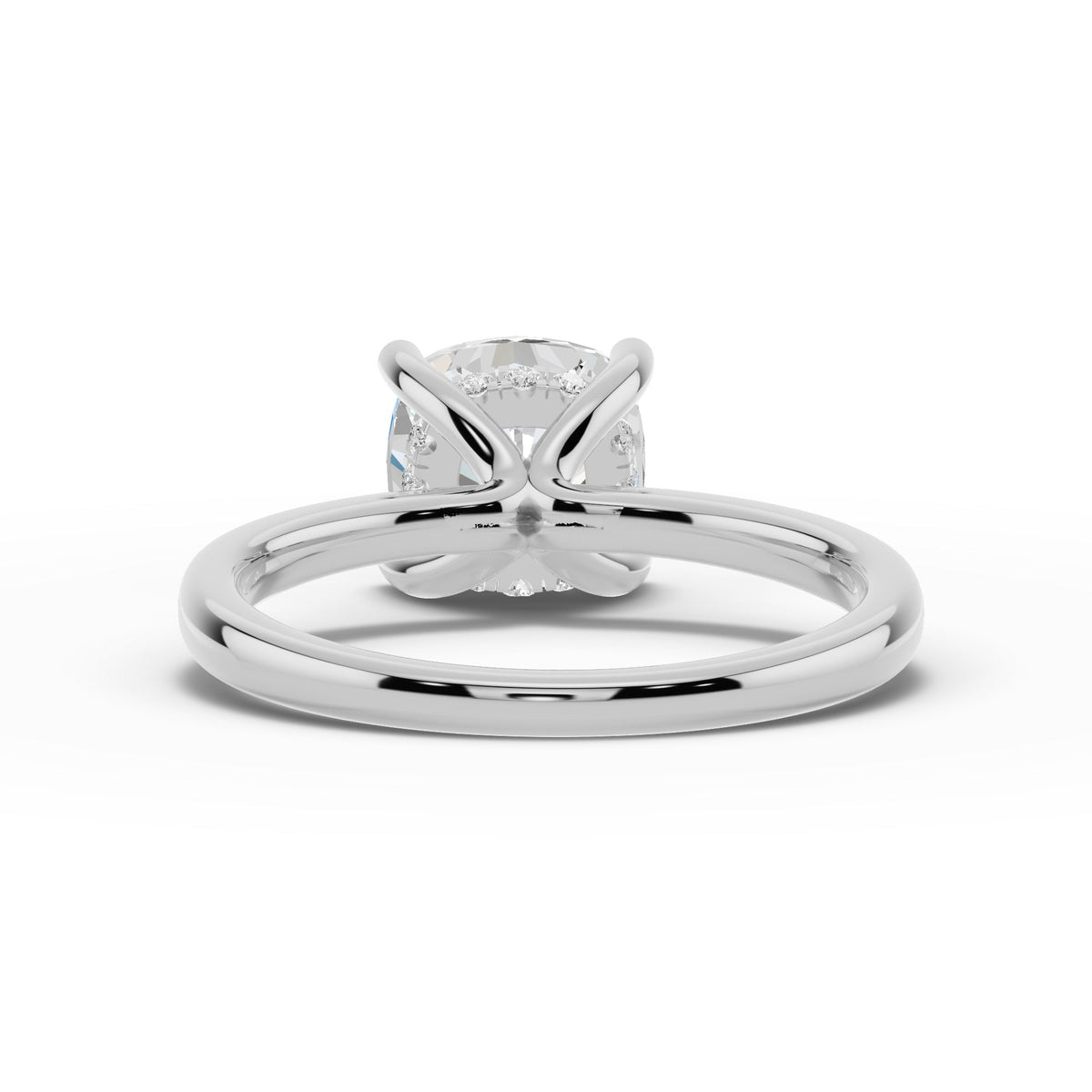 Cushion Lustre Hidden Halo Solitaire Ring ABER-101-CU-LGD-6  - Abtin & Co.
