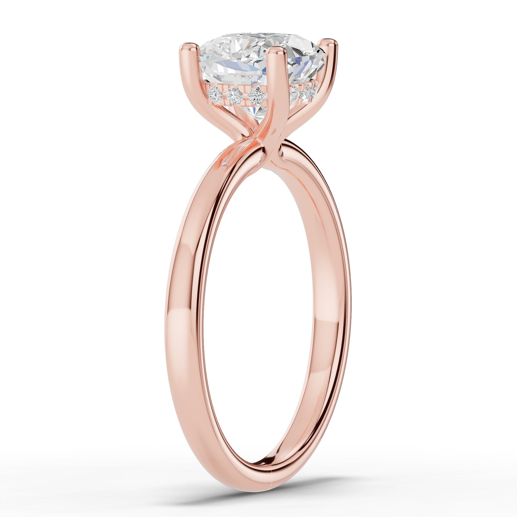 Cushion Lustre Hidden Halo Solitaire Ring ABER-101-CU-LGD-11  - Abtin & Co.