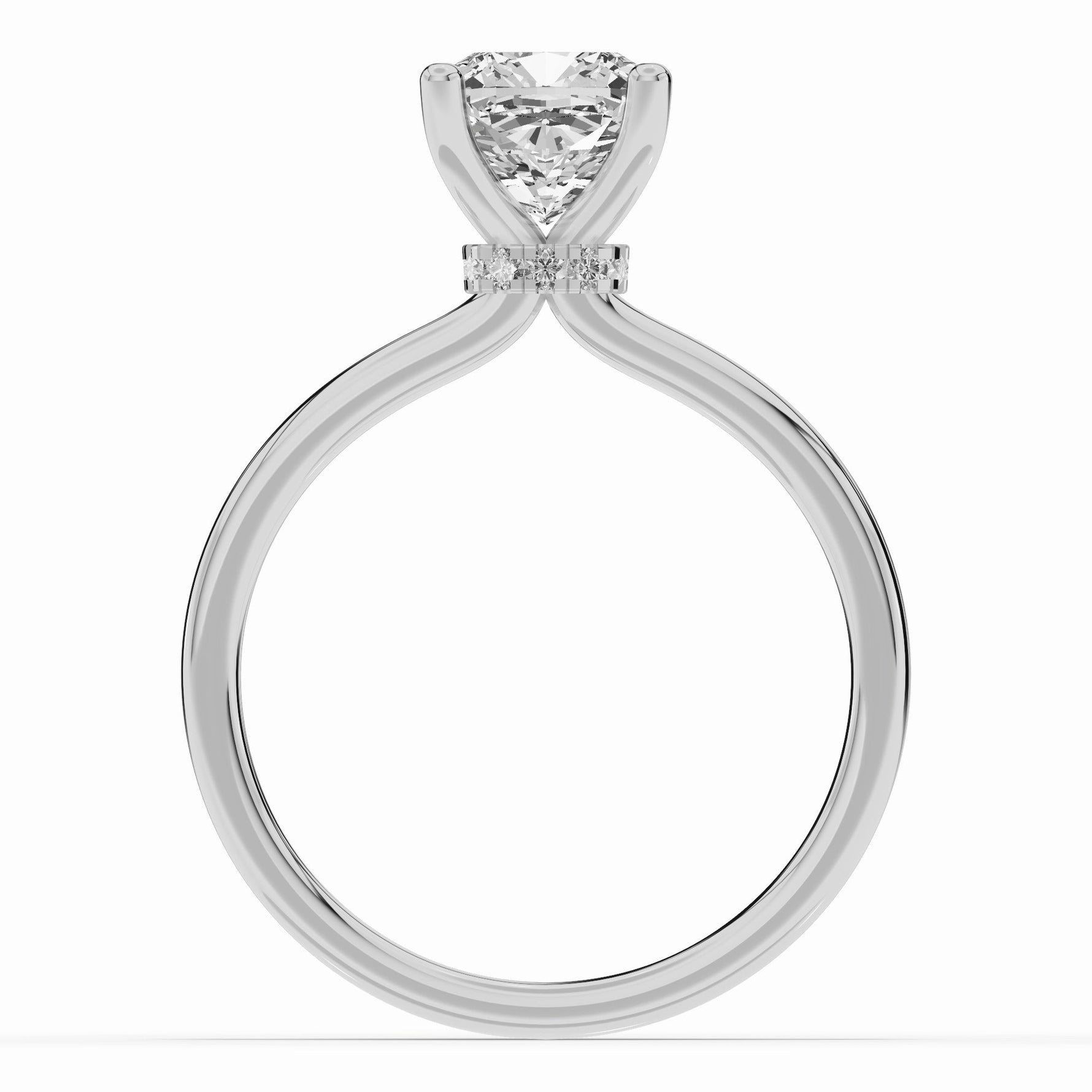Cushion Tiara Glow Solitaire Ring ABER-102-CU-LGD-6  - Abtin & Co.