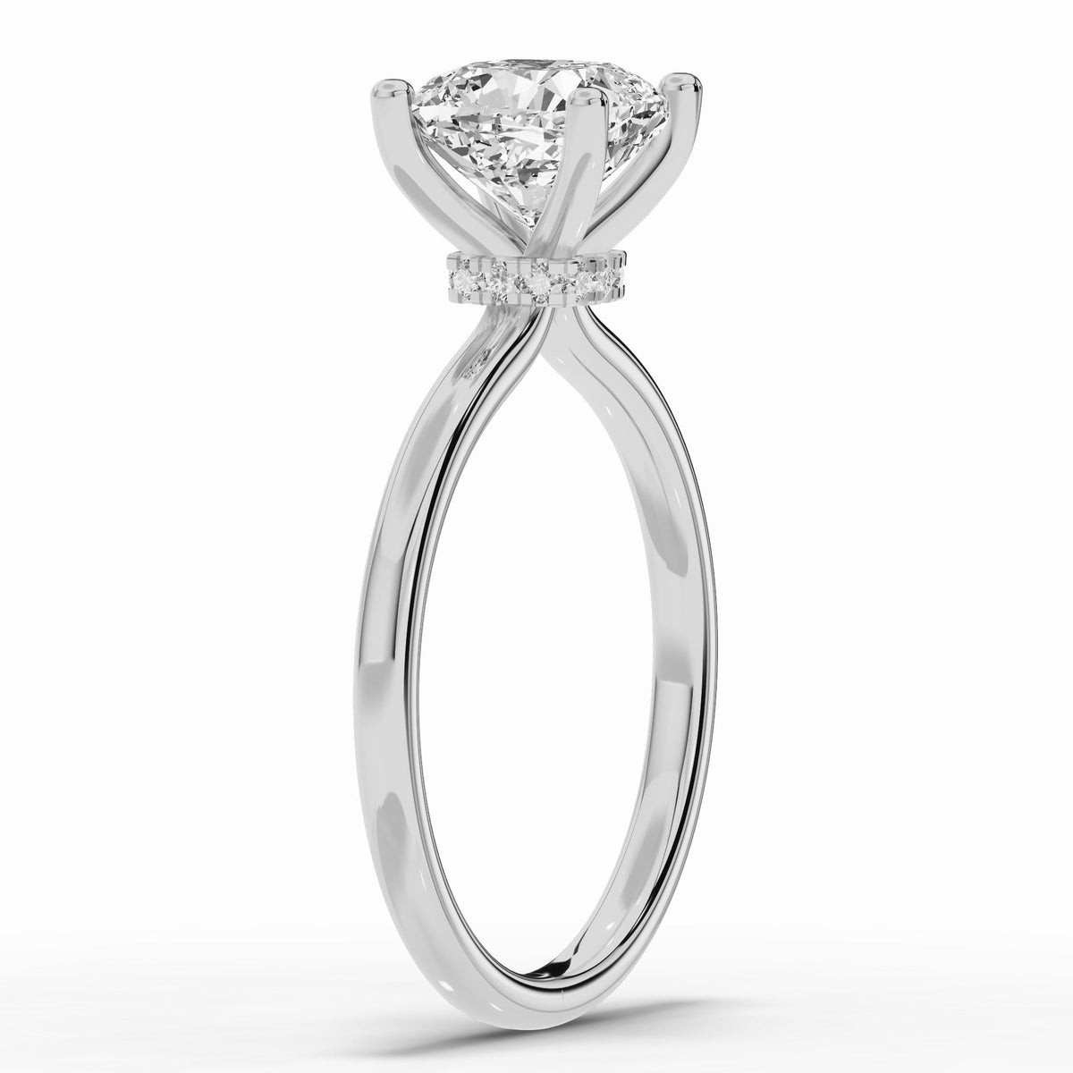 Cushion Tiara Glow Solitaire Ring ABER-102-CU-LGD-6  - Abtin & Co.