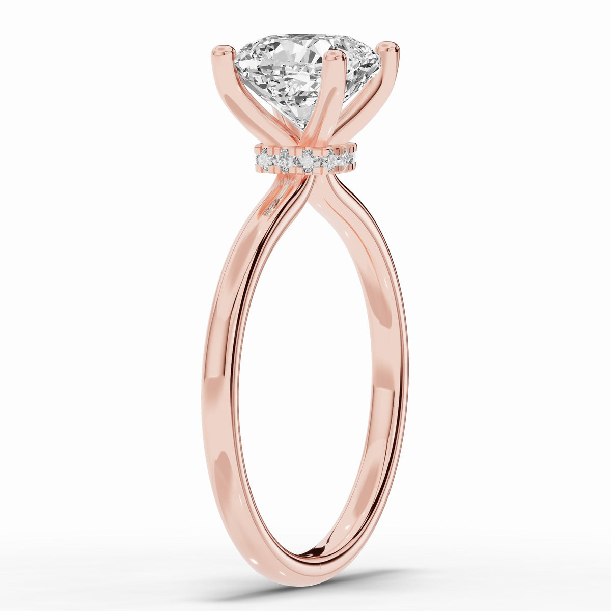 Cushion Tiara Glow Solitaire Ring ABER-102-CU-LGD-11  - Abtin & Co.