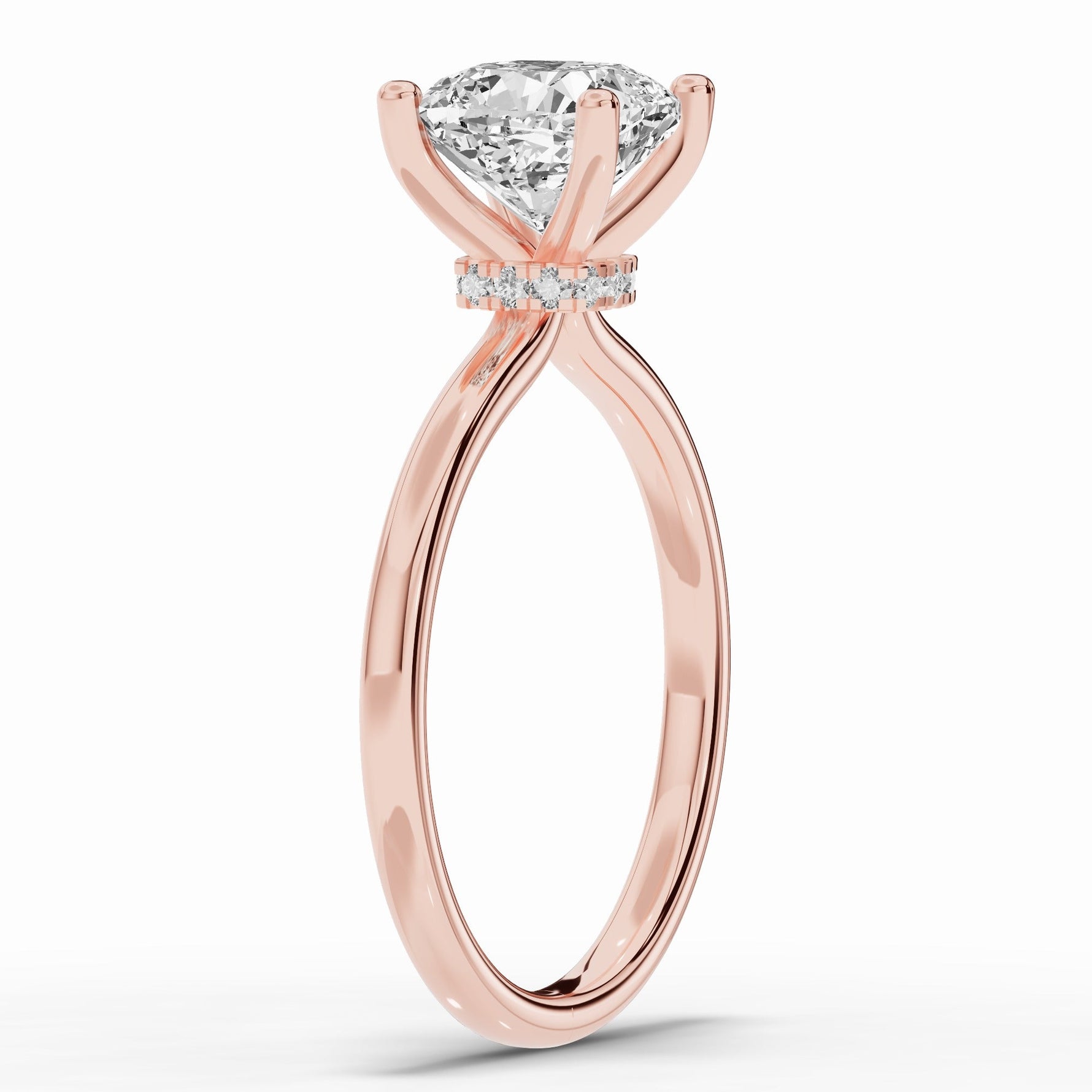 Cushion Tiara Glow Solitaire Ring ABER-102-CU-LGD-11  - Abtin & Co.