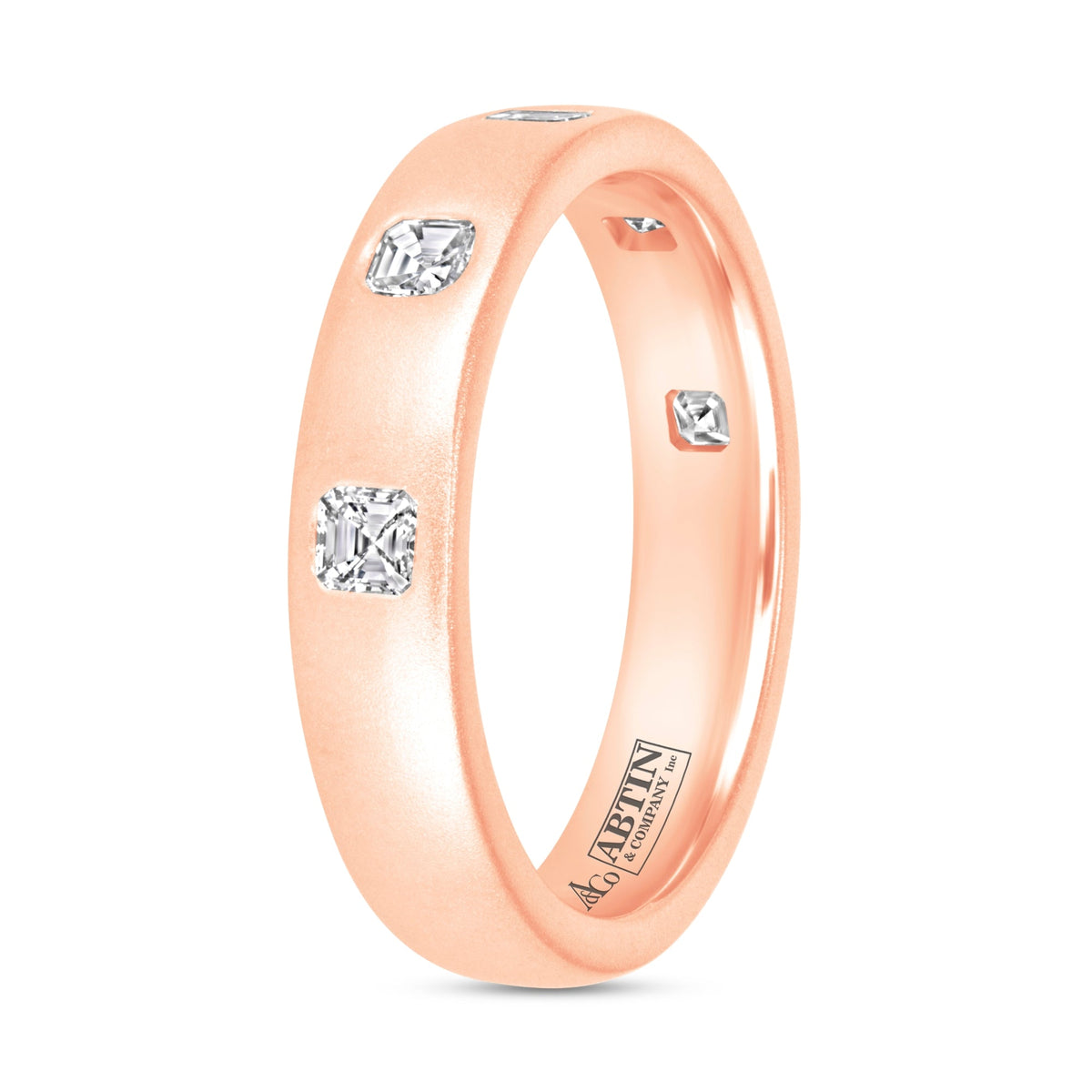 Dome Dot Flush Set Asscher Diamond Ring Ring ABB-709.1-AS-D-27  - Abtin & Co.
