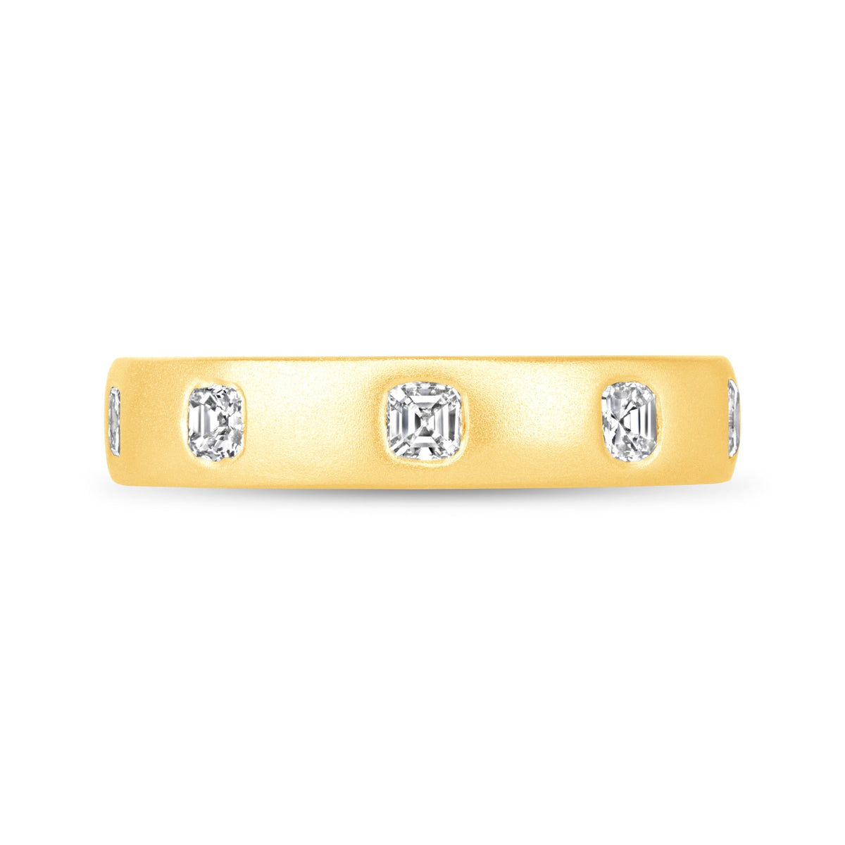 Dome Dot Flush Set Asscher Diamond Ring Ring ABB-709.1-AS-D-1  - Abtin & Co.