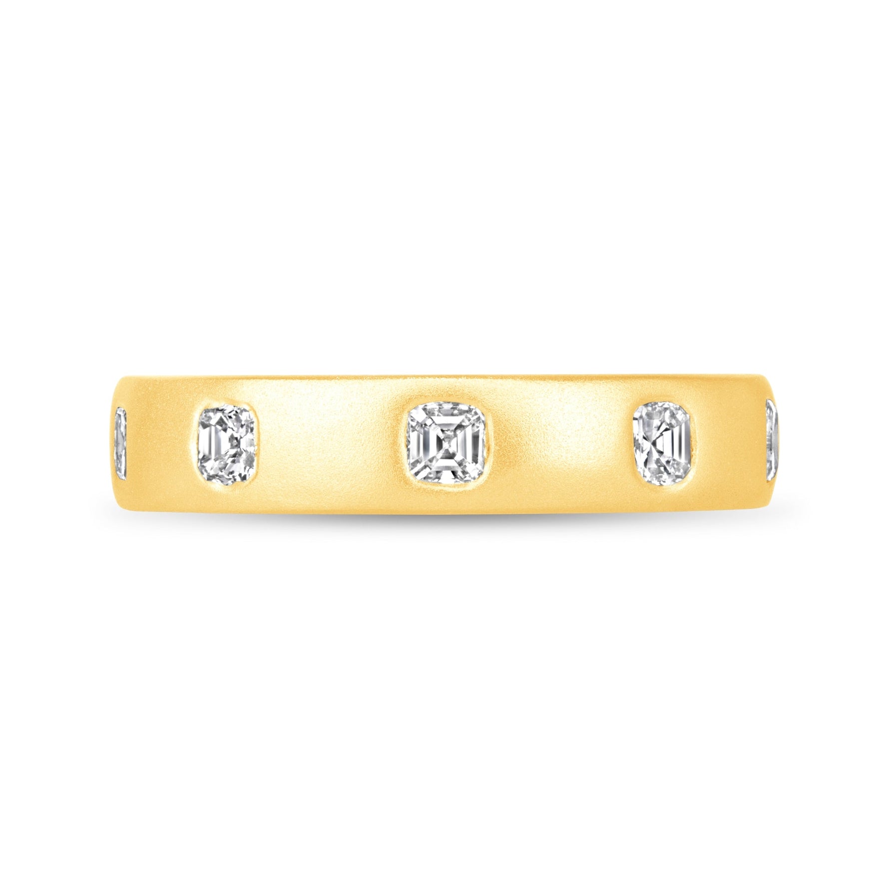 Dome Dot Flush Set Asscher Diamond Ring Ring ABB-709.1-AS-D-1  - Abtin & Co.