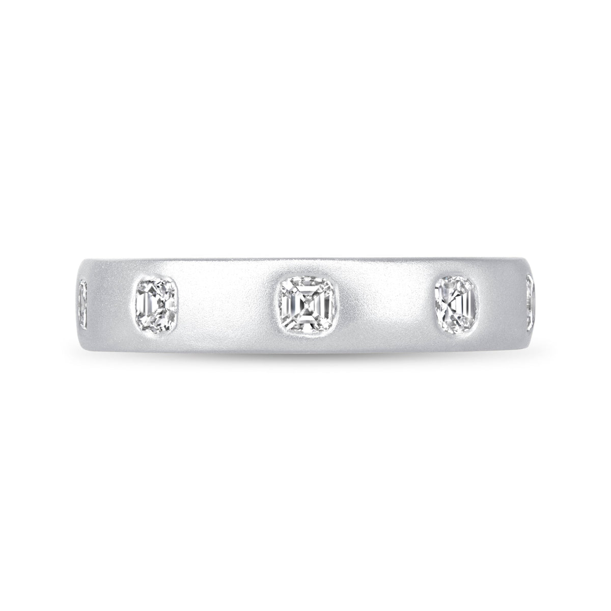 Dome Dot Flush Set Asscher Diamond Ring Ring ABB-709.1-AS-D-14  - Abtin & Co.