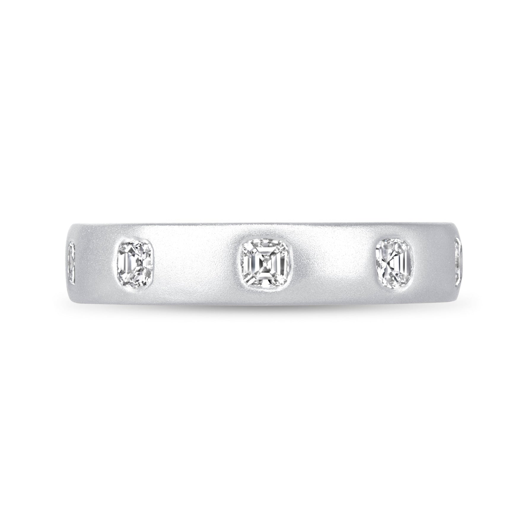 Dome Dot Flush Set Asscher Diamond Ring Ring ABB-709.1-AS-D-14  - Abtin & Co.
