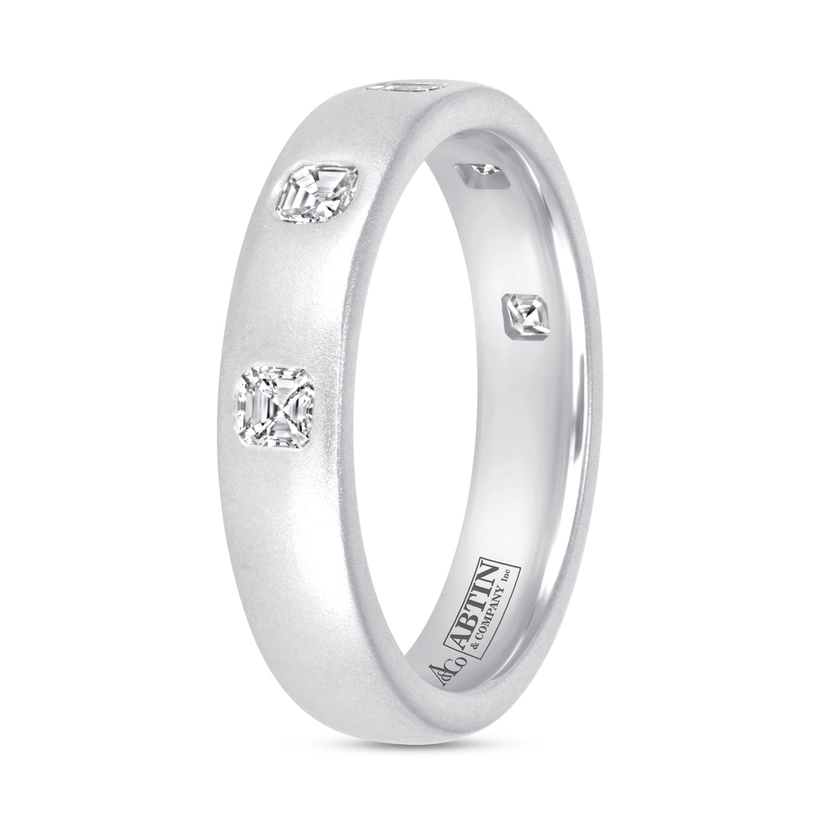 Dome Dot Flush Set Asscher Diamond Ring Ring ABB-709.1-AS-D-14  - Abtin & Co.