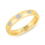 Dome Dot Flush Set Emerald Cut Diamond Ring Emerald Cut ABB-709.1-EM-D-1  - Abtin & Co.