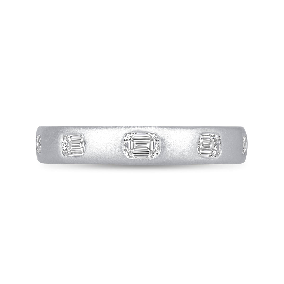 Dome Dot Flush Set Emerald Cut Diamond Ring Emerald Cut ABB-709.1-EM-D-14  - Abtin & Co.