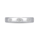 Dome Dot Flush Set Emerald Cut Diamond Ring Emerald Cut ABB-709.1-EM-D-14  - Abtin & Co.