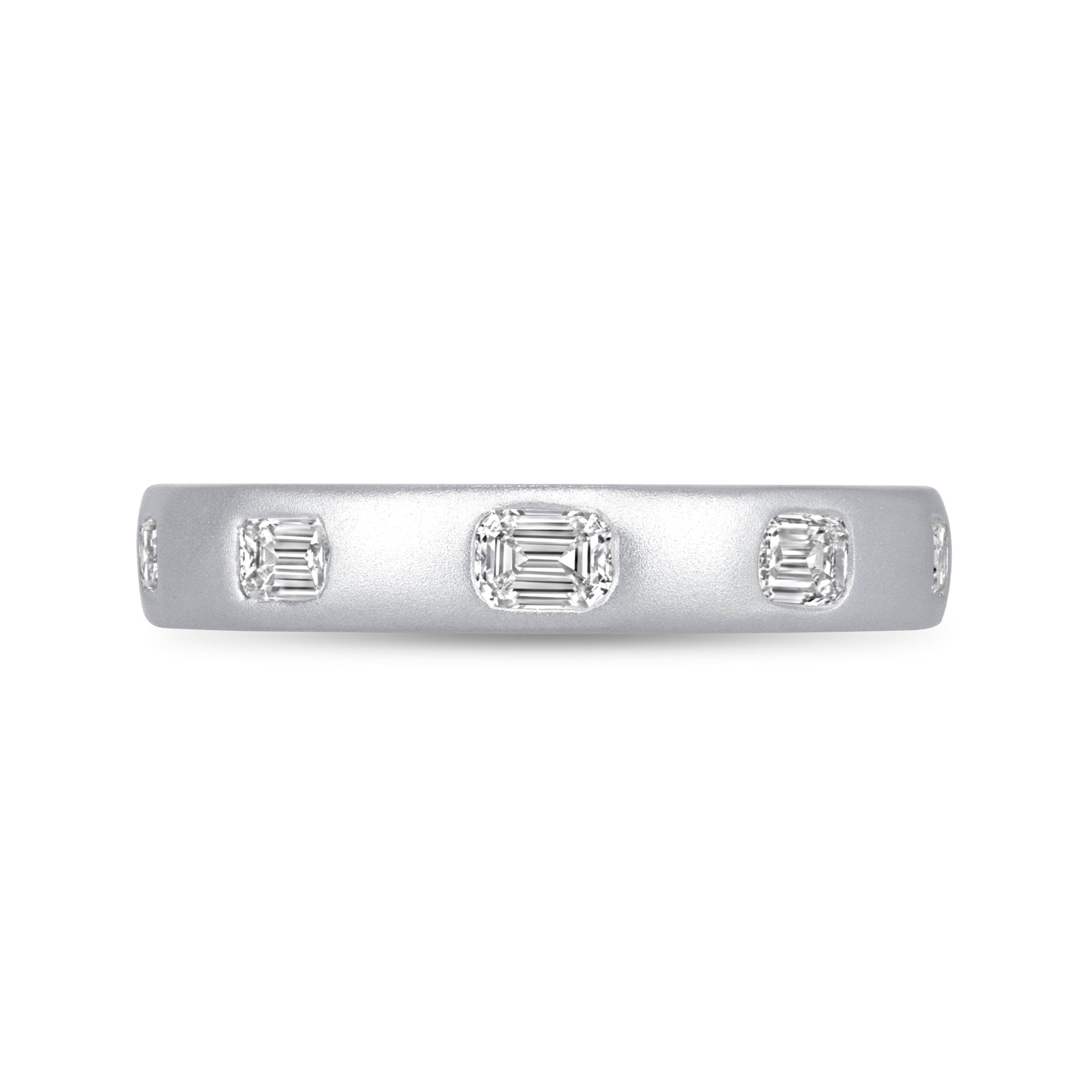 Dome Dot Flush Set Emerald Cut Diamond Ring Emerald Cut ABB-709.1-EM-D-14  - Abtin & Co.