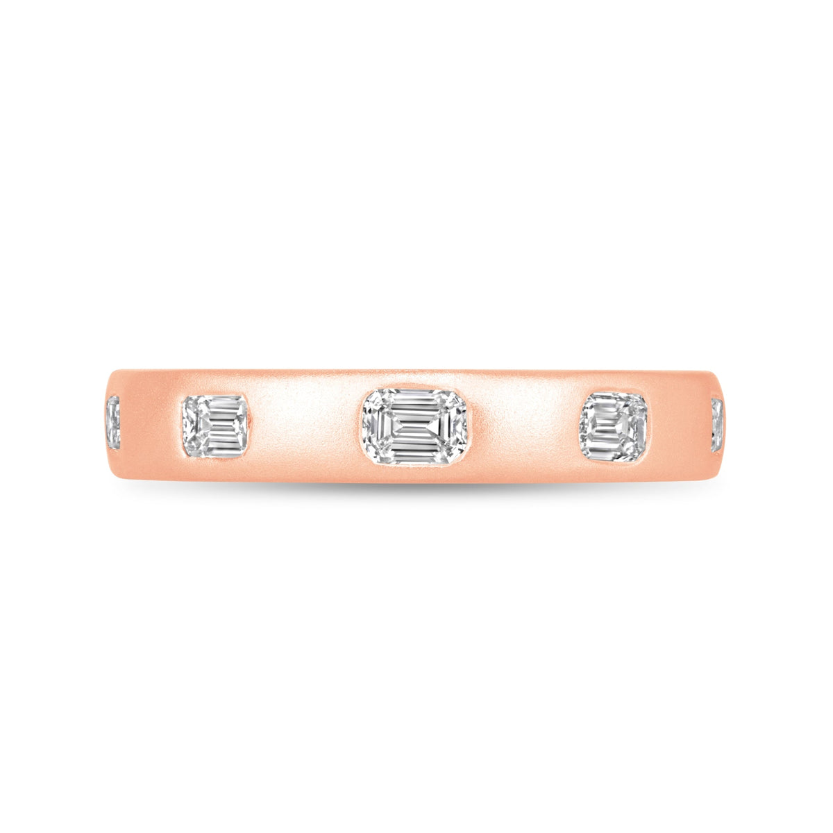Dome Dot Flush Set Emerald Cut Diamond Ring Emerald Cut ABB-709.1-EM-D-27  - Abtin & Co.
