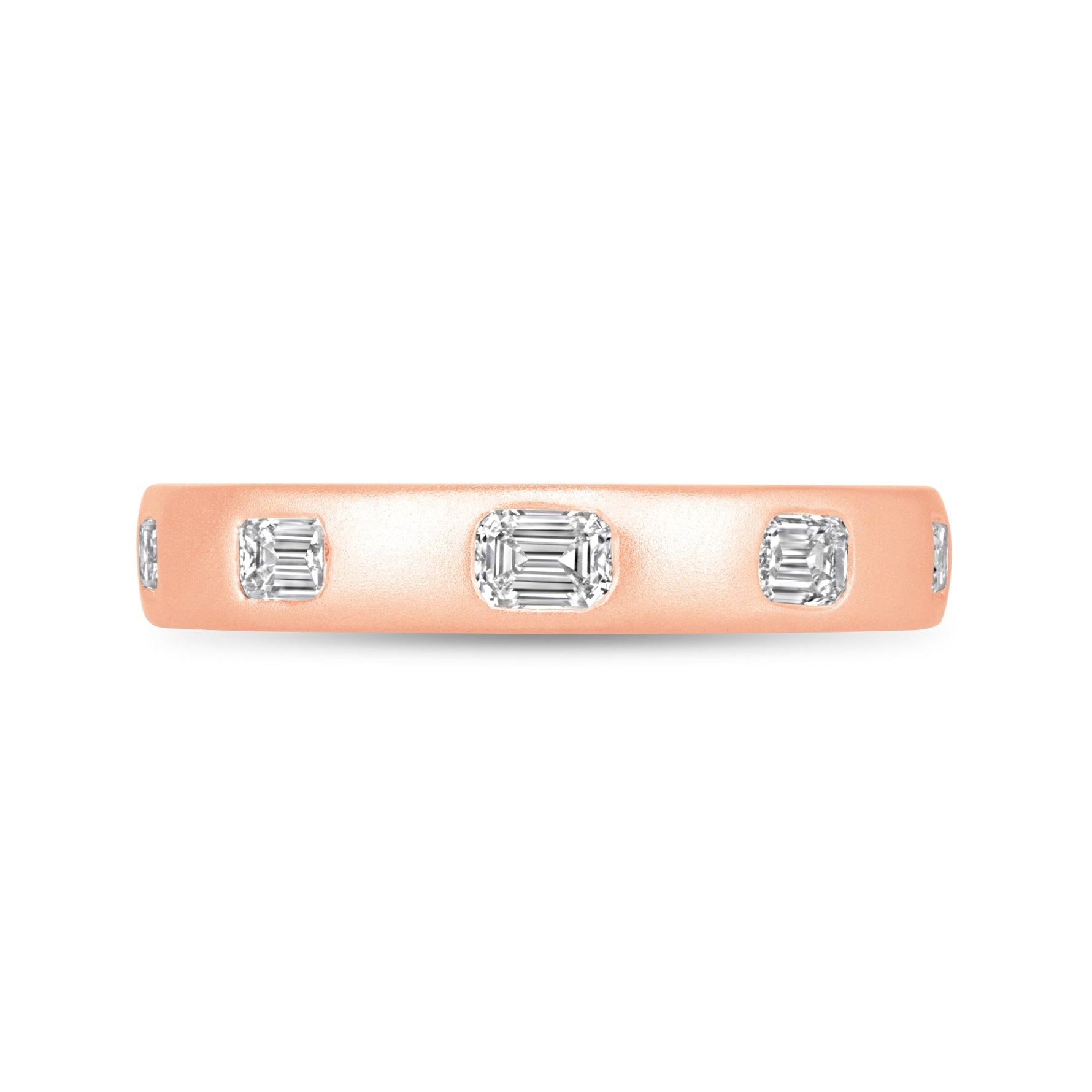 Dome Dot Flush Set Emerald Cut Diamond Ring Emerald Cut ABB-709.1-EM-D-27  - Abtin & Co.