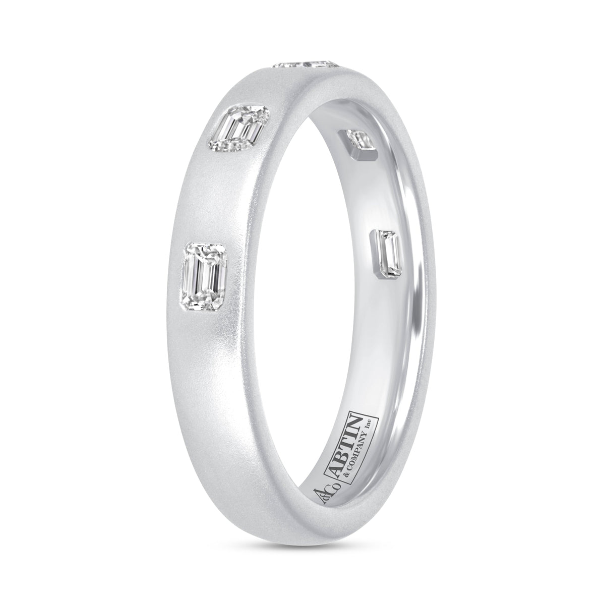 Dome Dot Flush Set Emerald Cut Diamond Ring Emerald Cut ABB-709.1-EM-D-14  - Abtin & Co.