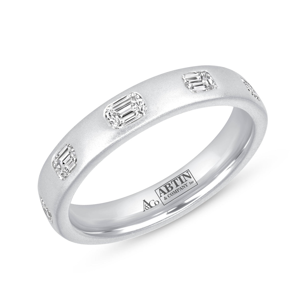 Dome Dot Flush Set Emerald Cut Diamond Ring Emerald Cut ABB-709.1-EM-D-14  - Abtin & Co.