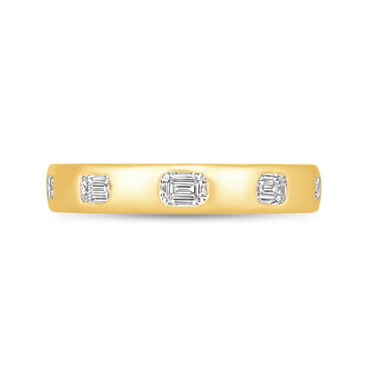 Dome Dot Flush Set Emerald Cut Diamond Ring Emerald Cut ABB-709.1-EM-D-1  - Abtin & Co.