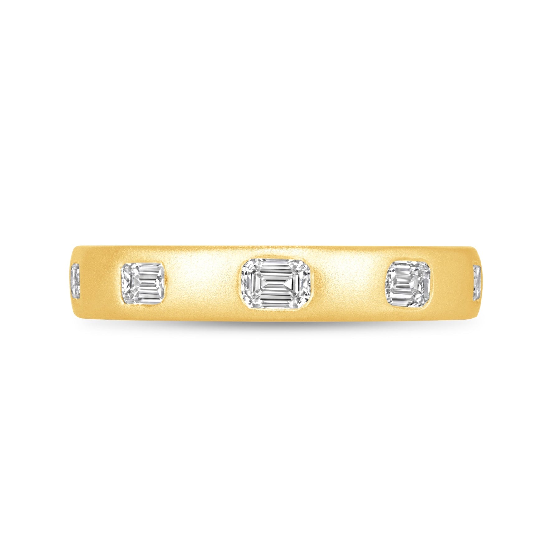 Dome Dot Flush Set Emerald Cut Diamond Ring Emerald Cut ABB-709.1-EM-D-1  - Abtin & Co.