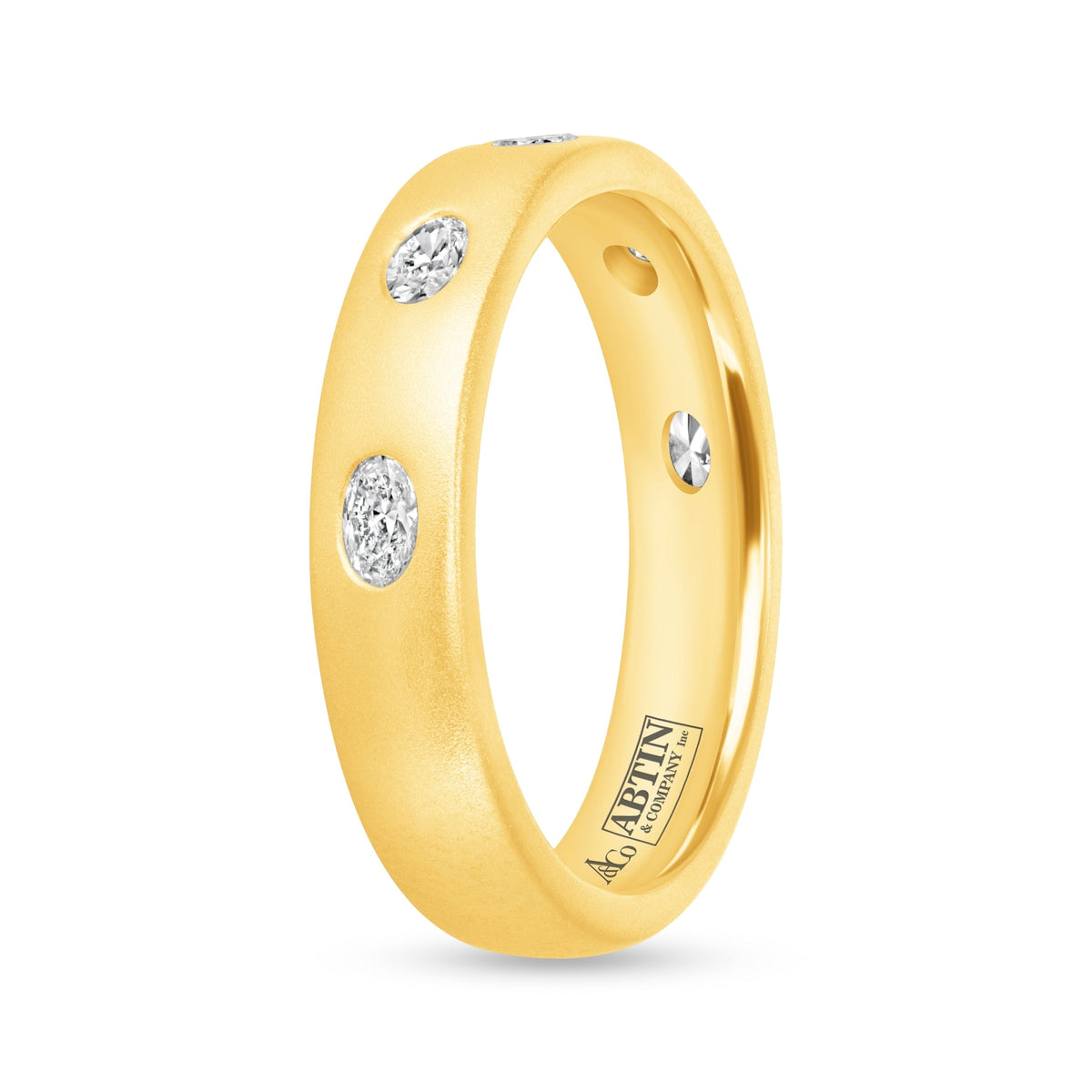 Dome Dot Flush Set Oval Diamond Ring Ring   - Abtin & Co.